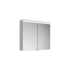 Burgbad Lin20 Spiegelschrank Mit LED-Beleuchtung, 80 Cm, 2 Spiegeltüren, Mit Waschtischbeleuchtung