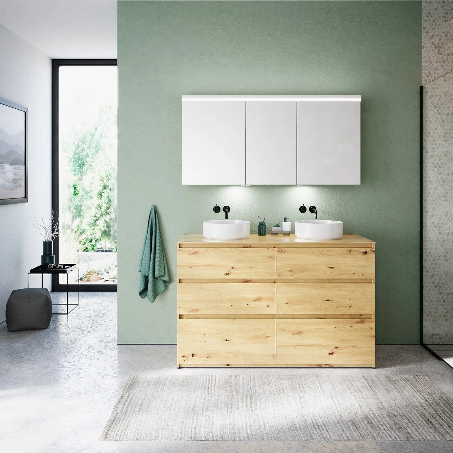 Burgbad Lin20 Waschtischunterschrank Mit Konsolenplatte 140 Cm, 6 Auszüge, Beckenausschnitt Links Und Rechts 14 Burgbad Lin20 Waschtischunterschrank Mit Konsolenplatte 140 Cm, 6 Auszüge, Beckenausschnitt Links Und Rechts – Bild 12