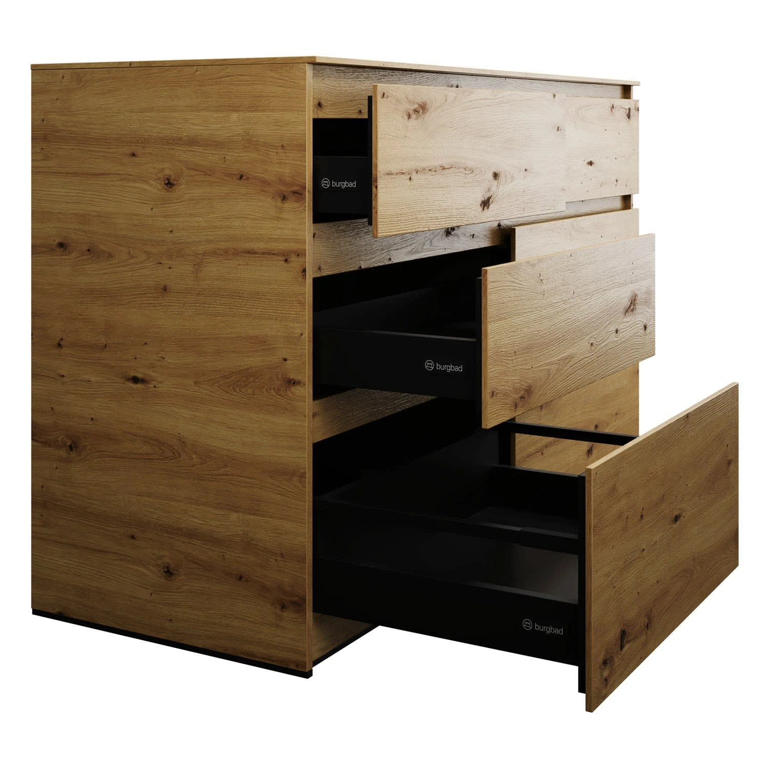 Burgbad Lin20 Waschtischunterschrank Mit Konsolenplatte 140 Cm, 6 Auszüge, Beckenausschnitt Links Und Rechts 7 Burgbad Lin20 Waschtischunterschrank Mit Konsolenplatte 140 Cm, 6 Auszüge, Beckenausschnitt Links Und Rechts – Bild 5