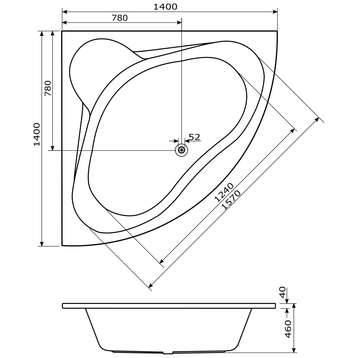 Caribia Rio Badewanne 140 X 140 Cm Ohne Schürze 3 Caribia Rio Badewanne 140 X 140 Cm Ohne Schürze