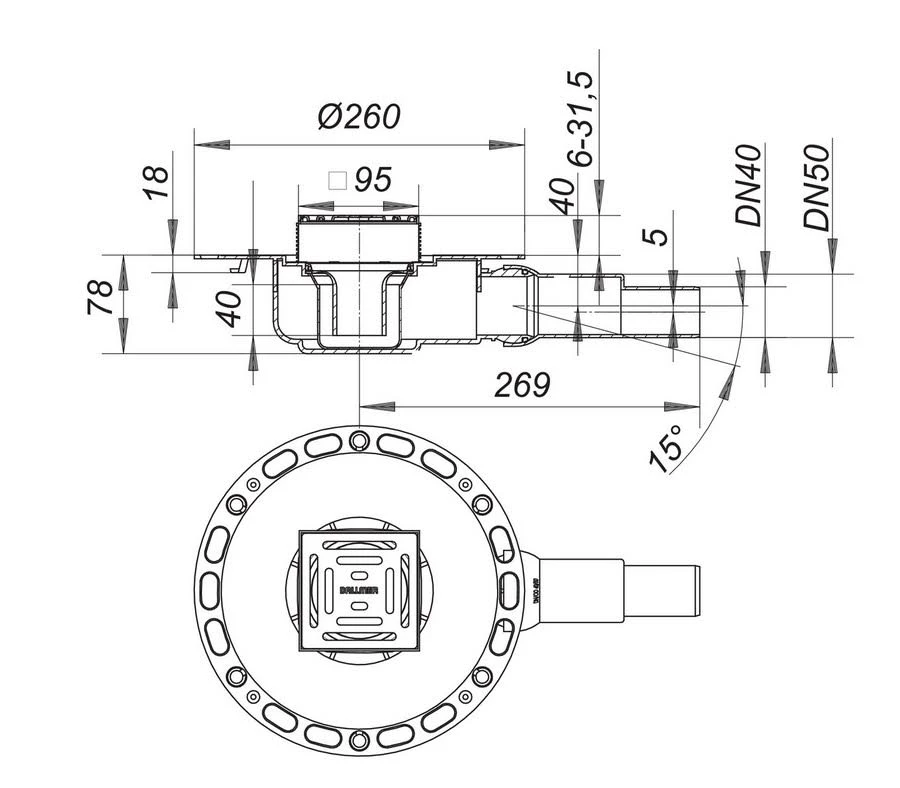 Dallmer TistoPlan Schallschutz-Bodenablauf K 10, DN 40/DN 50, 10 X 10 Cm 3 Dallmer TistoPlan Schallschutz-Bodenablauf K 10, DN 40/DN 50, 10 X 10 Cm