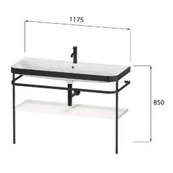 Duravit Happy D.2 Plus C-bonded Waschtisch Mit 1 Hahnloch, 117,5 X 49 Cm, Mit 1 Holzfachboden