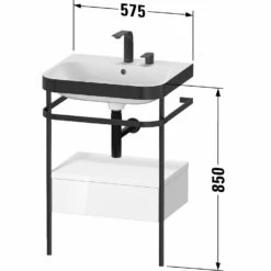 Duravit Happy D.2 Plus C-bonded Waschtisch Ohne Hahnloch, 57,5 X 49 Cm, Mit 1 Schubkasten, Mit Zusatzmodul "A"