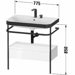 Duravit Happy D.2 Plus C-bonded Waschtisch Ohne Hahnloch, 77,5 X 49 Cm, Mit 1 Schubkasten, Mit Zusatzmodul "E"