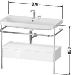 Duravit Happy D.2 Plus C-shaped Waschtisch Ohne Hahnloch, 97,5 X 49 Cm, Mit 1 Schubkasten, Mit Zusatzmodel "A"