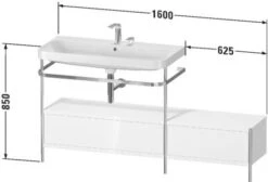 Duravit Happy D.2 Plus C-shaped Waschtisch Mit 2 Hahnlöchern, 160 X 49 Cm, Mit 2 Schubkästen Und Anbau Rechts