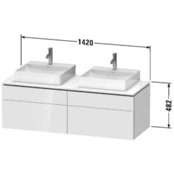 Duravit L-Cube Konsolenwaschtischunterbau Mit 4 Auszügen, 142 X 55 Cm, Für Zwei Waschtische -Badwelt Verkauf duravit l cube badmoebel waschtischunterschraenke wandhaengende 8377696