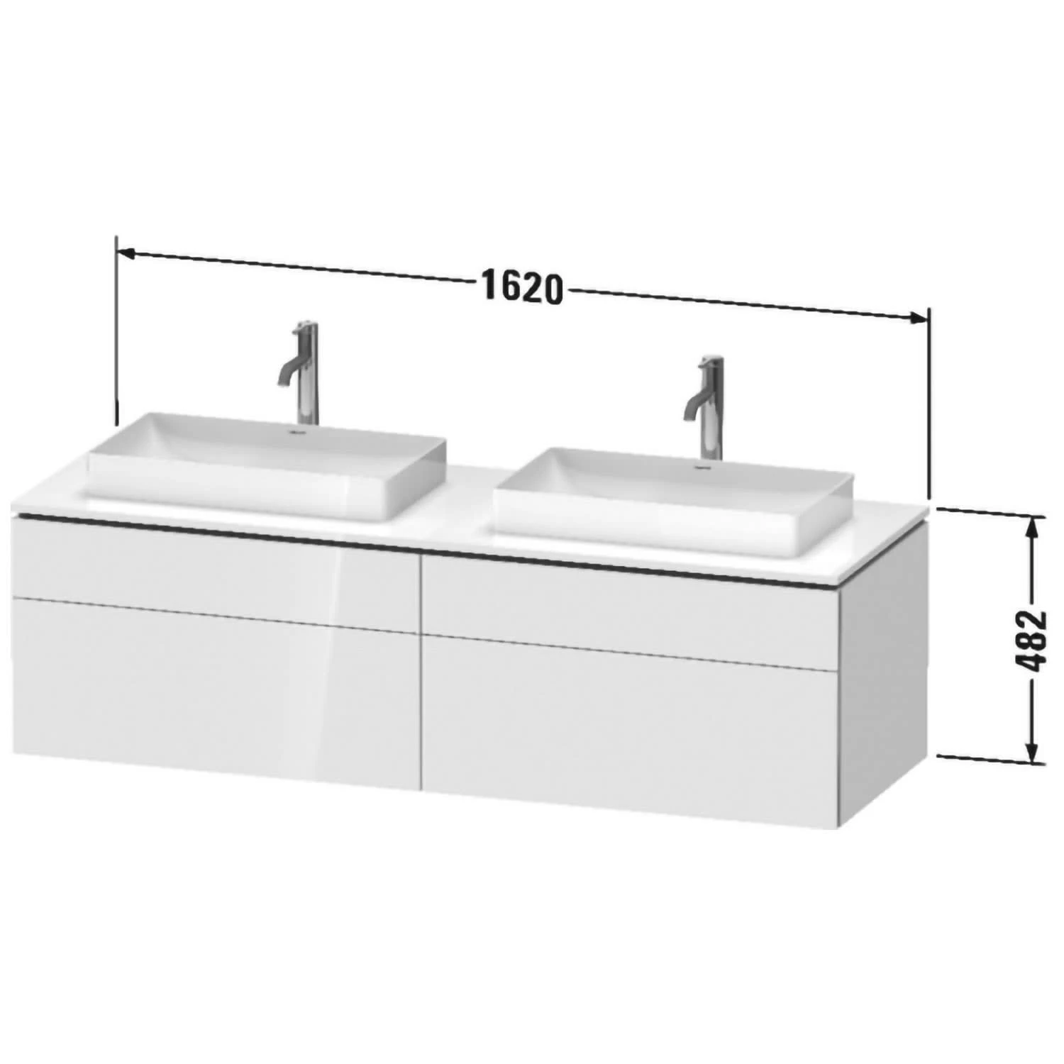 Duravit L-Cube Konsolenwaschtischunterbau Mit 4 Auszügen, 162 X 55 Cm, Für Zwei Waschtische 6 Duravit L-Cube Konsolenwaschtischunterbau Mit 4 Auszügen, 162 X 55 Cm, Für Zwei Waschtische – Bild 4
