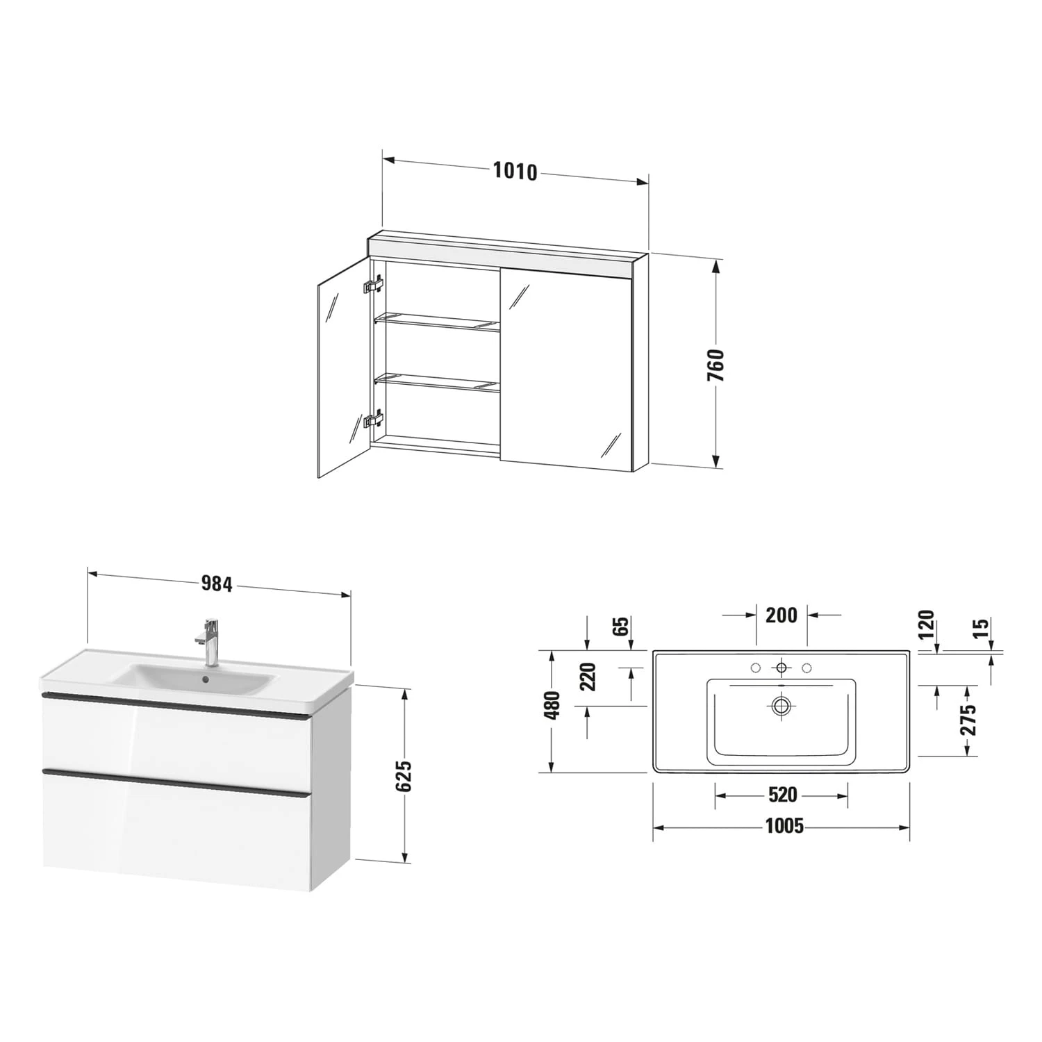 Duravit D-Neo Möbelset Mit Spiegelschrank 100,5 Cm 6 Duravit D-Neo Möbelset Mit Spiegelschrank 100,5 Cm – Bild 4