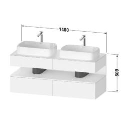Duravit Qatego Konsolenwaschtischunterbau Mit Zwei Ausschnitten 140 X 60 Cm, 4 Auszüge