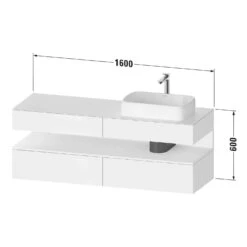 Duravit Qatego Konsolenwaschtischunterbau Mit Ausschnitt Rechts 160 X 60 Cm, 4 Auszüge