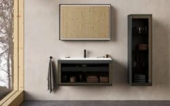 Duravit Vitrium Halbhochschrank 1 Glastür Links, 40 X 133,9 Cm, Griffleiste Graphit