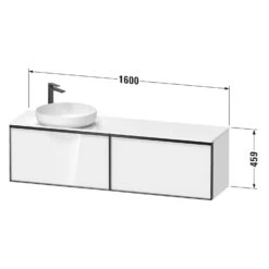 Duravit Vitrium Konsolenwaschtischunterbau Mit Ausschnitt Links 160 X 45,9 Cm, Griff Graphit, Mit LED Licht
