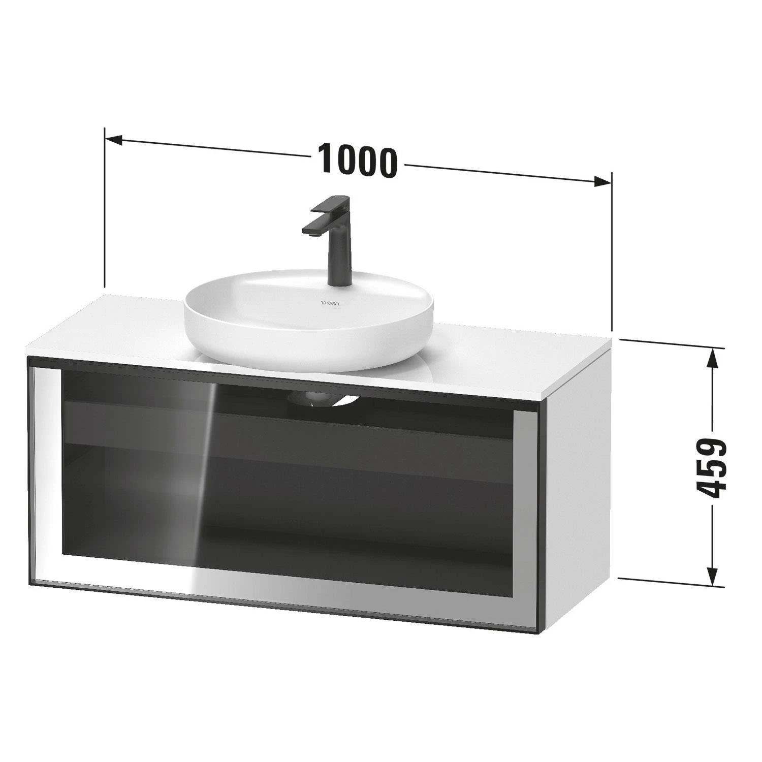 Duravit Vitrium Konsolenwaschtischunterbau Mit Ausschnitt 100 X 45,9 Cm, Mit Glasfront, Griff Weiß, Mit LED Licht 3 Duravit Vitrium Konsolenwaschtischunterbau Mit Ausschnitt 100 X 45,9 Cm, Mit Glasfront, Griff Weiß, Mit LED Licht