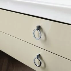 Duravit White Tulip Konsolenwaschtischunterbau Mit Ausschnitt Mittig 130 X 40,8 Cm, 2 Auszüge Mit Griffen, Mit LED-Licht