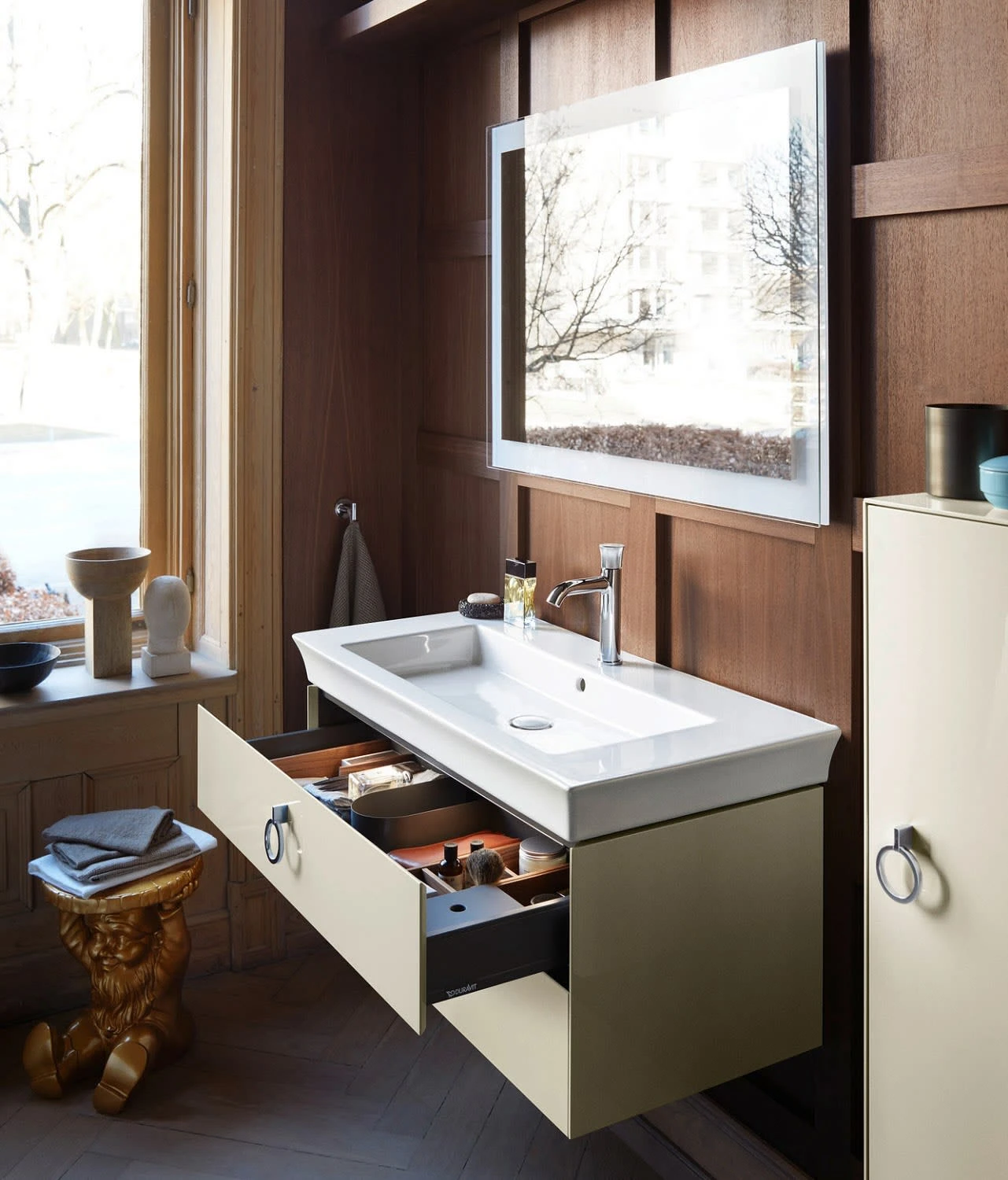 Duravit White Tulip Konsolenwaschtischunterbau Mit Ausschnitt Mittig 130 X 40,8 Cm, 2 Auszüge Mit Griffen, Mit LED-Licht 7 Duravit White Tulip Konsolenwaschtischunterbau Mit Ausschnitt Mittig 130 X 40,8 Cm, 2 Auszüge Mit Griffen, Mit LED-Licht – Bild 5