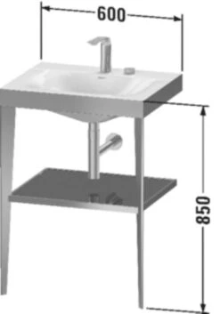 Duravit XViu Möbelwaschtisch 60 X 48 Cm C-bonded Mit 1 Hahnloch, Mit Metallkonsole, Bodenstehend -Badwelt Verkauf duravit xviu moebelwaschtische bonded standmontage 60 3996603