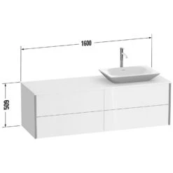 Duravit XViu Waschtischunterbau 160 Cm, Mit 4 Auszügen, Ausschnitt Rechts, Ohne Zusatzmodul