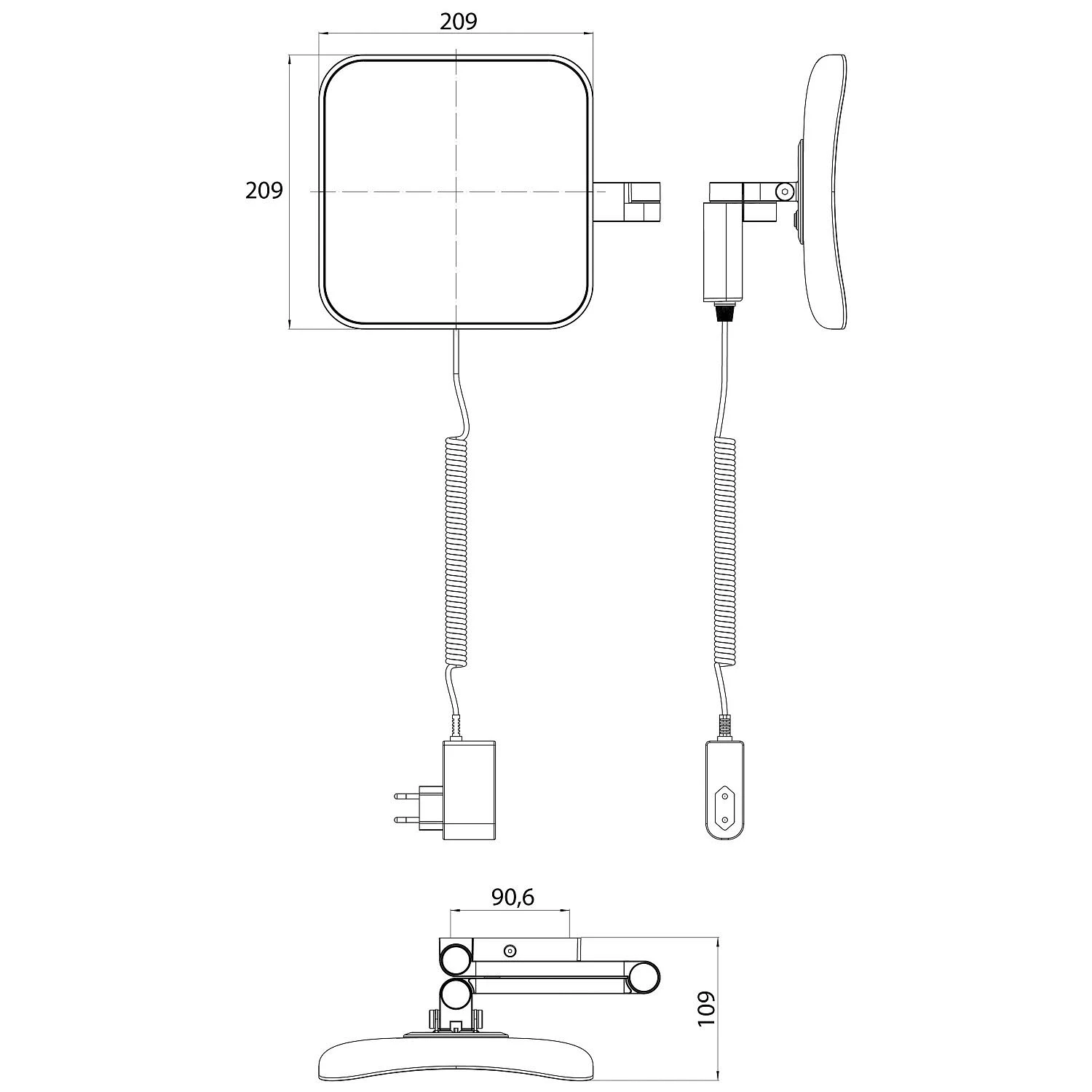 Emco Evo LED Rasier- Und Kosmetikspiegel Mit Spiralkabel Und Stecker Mit 5-fach Vergrößerung 5 Emco Evo LED Rasier- Und Kosmetikspiegel Mit Spiralkabel Und Stecker Mit 5-fach Vergrößerung – Bild 3