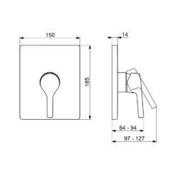 Hansa HANSAPALENO Einhebelmischer Fertigmontageset Für Brausebatterie