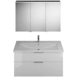 Burgbad Eqio Möbelkombination Inkl. Keramik-Waschtisch 123 Cm, Doppeltür Spiegelschrank Links, Mit Griff G0146