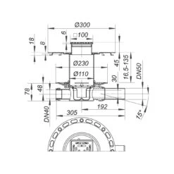 Dallmer Dünnbett-Bodenablauf 42 VC, DN 50, 10 X 10 Cm