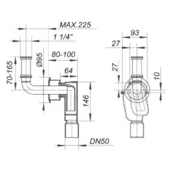 Dallmer Wandeinbau-Siphon 300 CR, 1 1/4" X DN 50