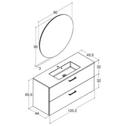 Dansani Play Möbelset Inkl. Spiegel Ø 90 Cm Und Waschtischunterschrank Mit 2 Schubladen, 120,2 Cm -Badwelt Verkauf hersteller dansani play moebel sets mit 3564791