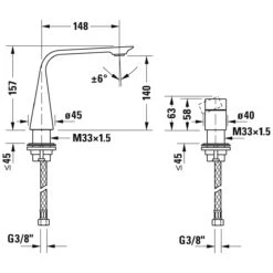 Duravit D.1z 2-Loch Waschtischarmatur M Mit Drehgriff