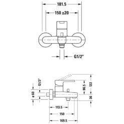 Duravit B.2 Einhebel-Wannenmischer Aufputz