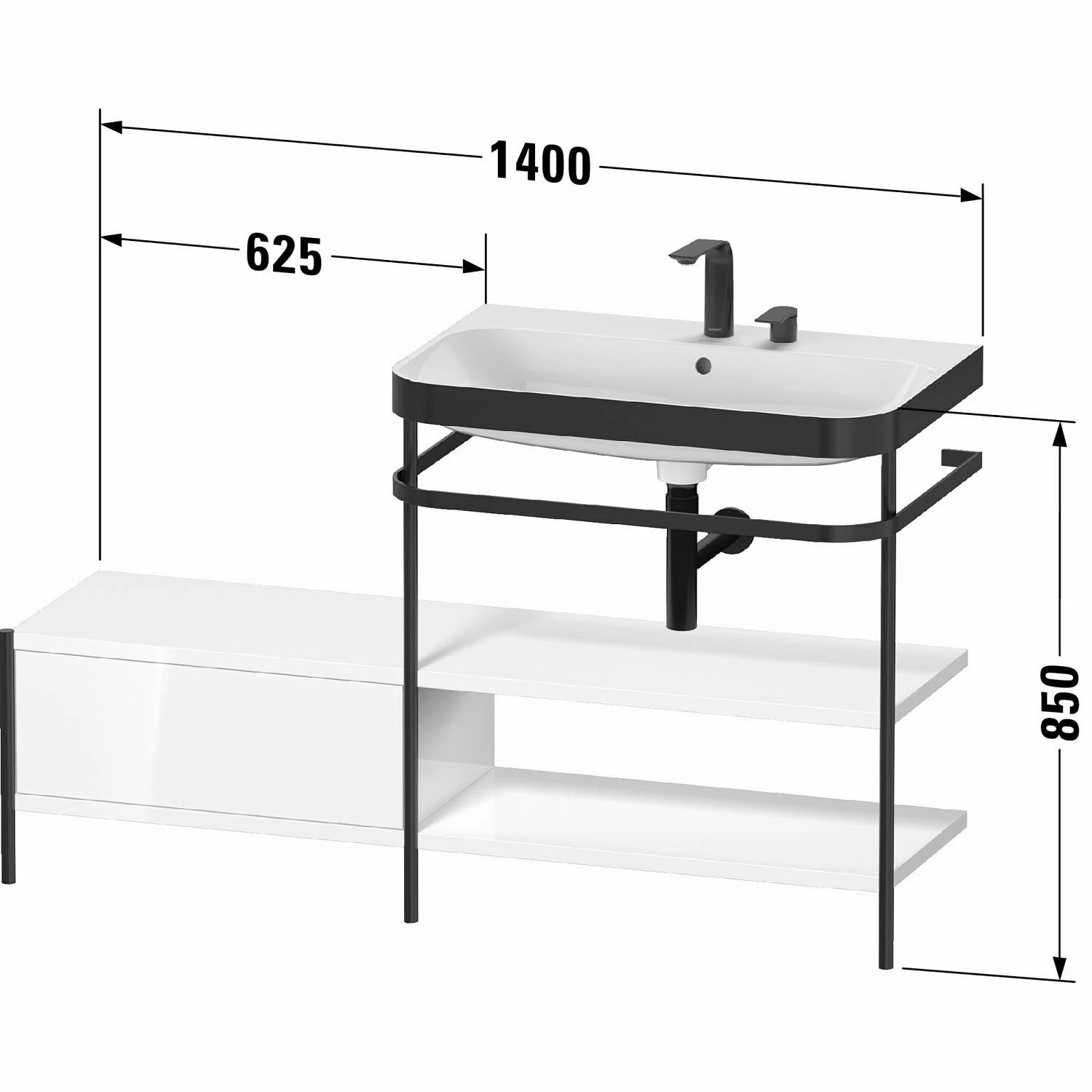 Duravit Happy D.2 Plus C-bonded Waschtisch Mit 2 Hahnlöchern 140 X 49 Cm, Mit 1 Schubkasten Und Anbau Links 3 Duravit Happy D.2 Plus C-bonded Waschtisch Mit 2 Hahnlöchern 140 X 49 Cm, Mit 1 Schubkasten Und Anbau Links