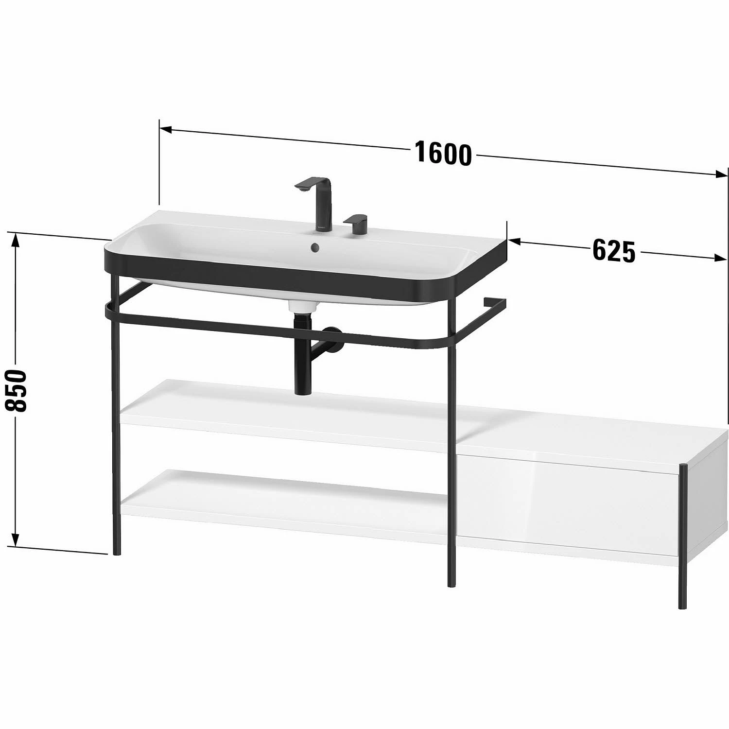 Duravit Happy D.2 Plus C-bonded Waschtisch Mit 2 Hahnlöchern 160 X 49 Cm, Mit 1 Schubkasten Und Anbau Rechts 3 Duravit Happy D.2 Plus C-bonded Waschtisch Mit 2 Hahnlöchern 160 X 49 Cm, Mit 1 Schubkasten Und Anbau Rechts