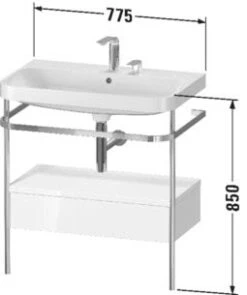 Duravit Happy D.2 Plus C-shaped Waschtisch Mit 2 Hahnlöchern, 77,5 X 49 Cm, Mit 1 Schubkasten