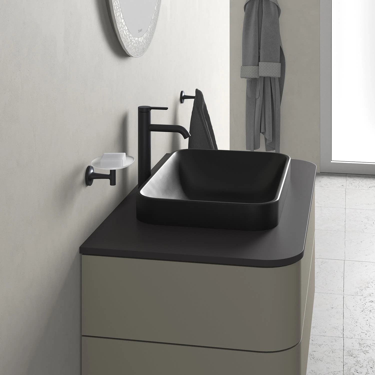 Duravit Happy D.2 Plus Aufsatzbecken 60 Cm Anthrazit Matt, Ohne Überlauf, Ohne Hahnlochbank 7 Duravit Happy D.2 Plus Aufsatzbecken 60 Cm Anthrazit Matt, Ohne Überlauf, Ohne Hahnlochbank – Bild 5