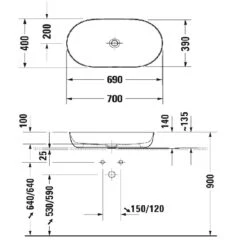 Duravit Luv Aufsatzbecken Ohne Hahnlochbank 70 X 40 Cm -Badwelt Verkauf hersteller duravit luv aufsatzwaschtische aufsatzbecken ohne 4008819