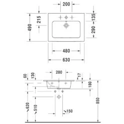 Duravit ME By Starck Möbelwaschtisch 63 Cm Ohne Hahnloch