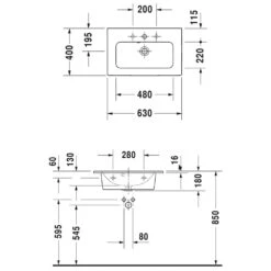 Duravit ME By Starck Möbelwaschtisch Compact Mit 1 Hahnloch 63 X 40 Cm -Badwelt Verkauf hersteller duravit me by starck waschtische 1248122