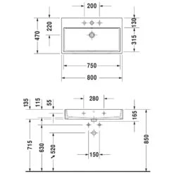 Duravit Vero Air Möbelwaschtisch Mit 1 Hahnloch 80 X 47 Cm, Mit Überlauf -Badwelt Verkauf hersteller duravit vero air moebelwaschtische 1 1248183