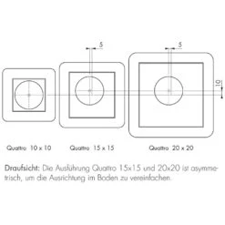 ESS Easy Drain Aqua Jewels Quattro Glas 20x20 Bodenablauf Komplettset -Badwelt Verkauf hersteller ess bodenablaeufe easy drain aqua 1006061