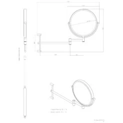 Frasco Wandspiegel, Rund Ø 20 Cm, 2-armig, Höhenverstellbar