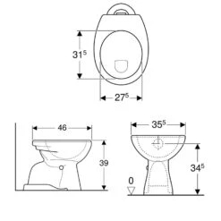 Geberit Renova Stand-WC Flachspüler, Abgang Vertikal