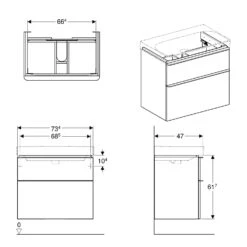 Geberit Smyle Square Waschtischunterschrank 73,4 Cm, Zwei Schubladen