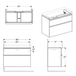 Geberit Smyle Square Waschtischunterschrank 88,4 Cm, Zwei Schubladen
