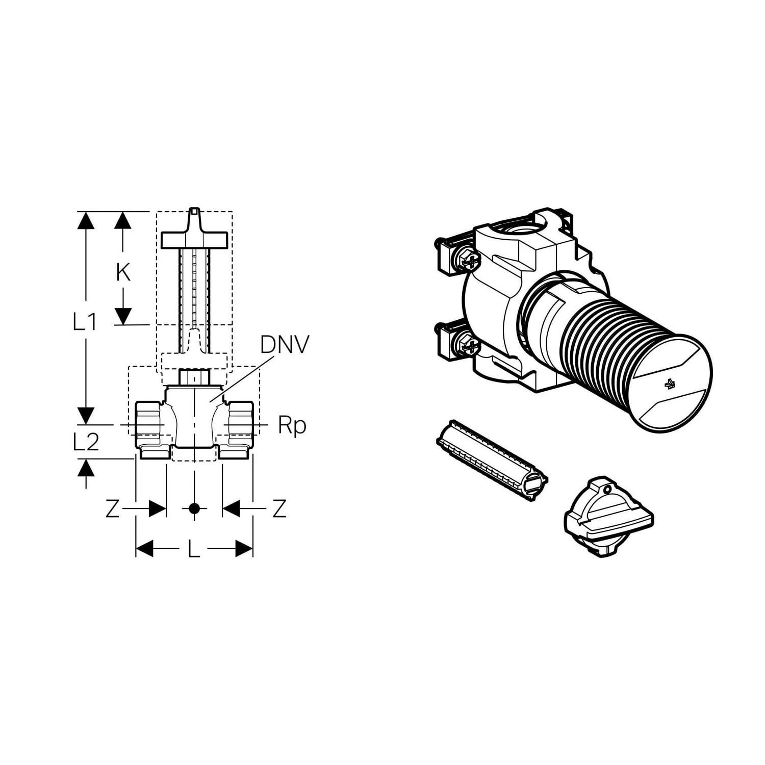 Geberit UP-Kugelhahn Mit Befestigung, DN15 3 Geberit UP-Kugelhahn Mit Befestigung, DN15