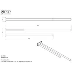 Giese Handtuchhalter Doppelt 49,5 Cm, Ausziehbar