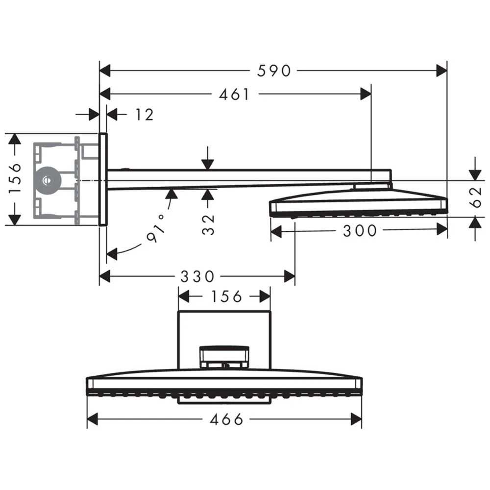 AXOR ShowerSolutions Kopfbrause 460 / 300 3jet Mit Brausearm Und Eckiger Rosette 3 AXOR ShowerSolutions Kopfbrause 460 / 300 3jet Mit Brausearm Und Eckiger Rosette