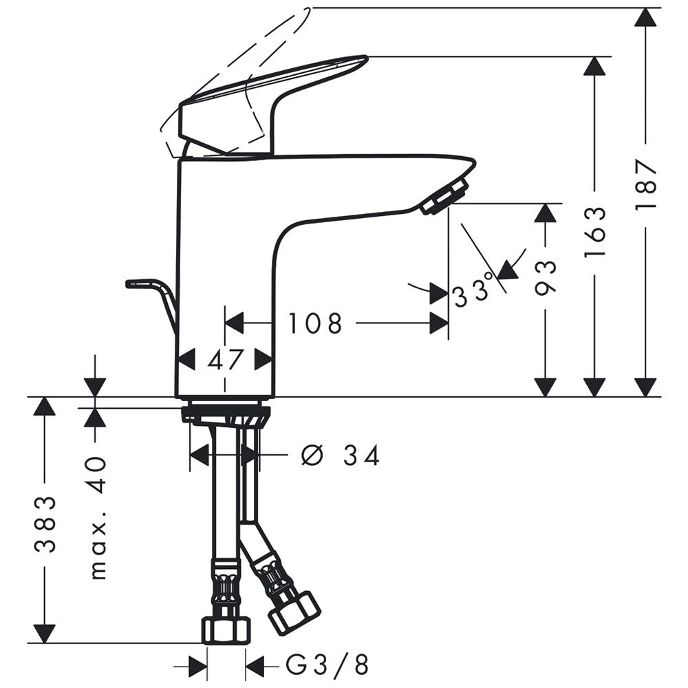 Hansgrohe Logis Einhebel-Waschtischmischer 100 LowFlow 3 Hansgrohe Logis Einhebel-Waschtischmischer 100 LowFlow