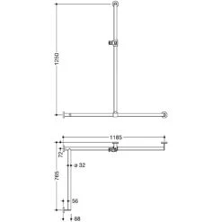 HEWI System 900 Duschhandlauf Mit Verschiebbarer Brausehalterstange Links, 118,5 Cm