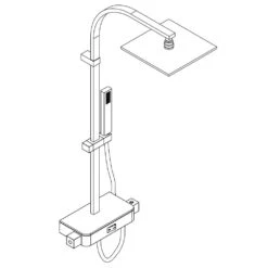 HSK Shower-Set AquaSwitch RS 500 Thermostat Mit Kopfbrause Eckig, Flach 30 X 30 Cm