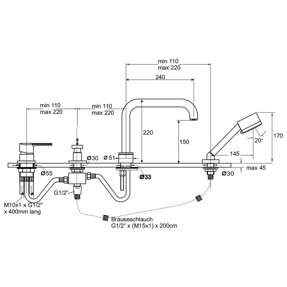 Kaja Signum Vierloch-Wannenfüll- Und Brausearmatur Mit Brausegarnitur 3 Kaja Signum Vierloch-Wannenfüll- Und Brausearmatur Mit Brausegarnitur